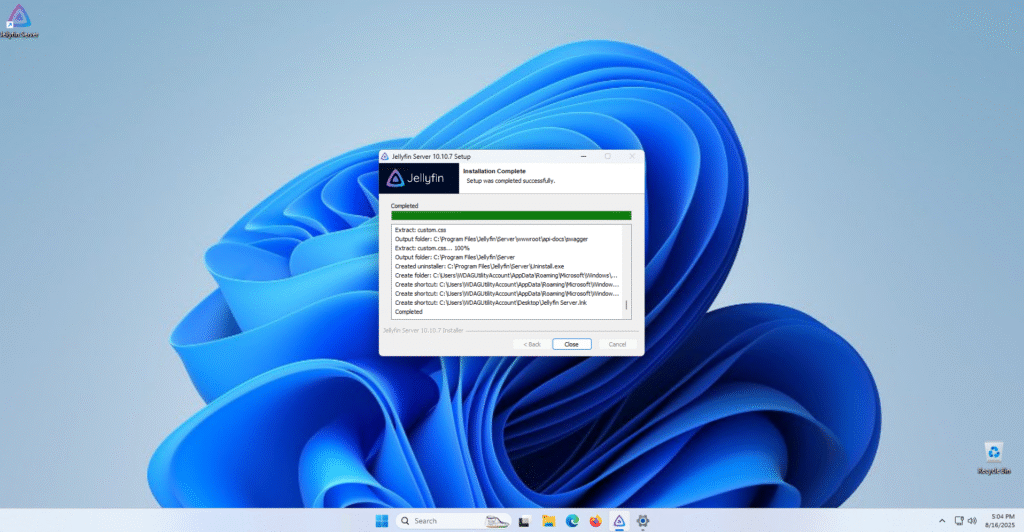 Jellyfin Finished Install